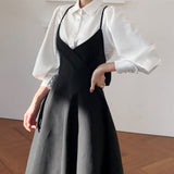 ボリュームスリーブシャツ+リボンワンピース【単品販売】