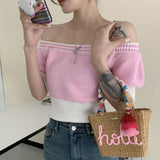 オフショルダーサマーニット