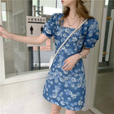 花柄デニムワンピース