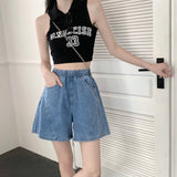 ウエストゴムデニムハーフパンツ