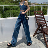 デニムベストビスチェ&ハイウエストブルーデニム