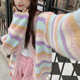 カラーボーダーカーデ