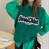 シンプルシャツ&ロゴニットベスト