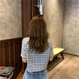 ダブルボタンチェックシャツ