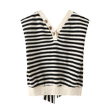 リボンボーダーノースリニット