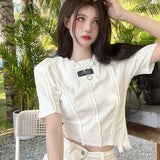 アシメカットタグTシャツ