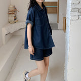 ハーフデニムシャツセットアップ