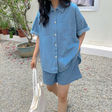 ハーフデニムシャツセットアップ