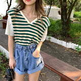 リボンボーダーノースリニット