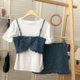 デニムビスチェ3点セットアップ