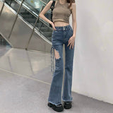 オープンカットダメージデニム