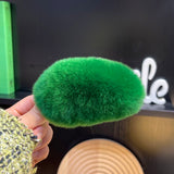 ふわふわリアルファーグリーンヘアクリップ
