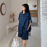 ハーフデニムシャツセットアップ