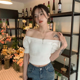 オフショルダーサマーニット