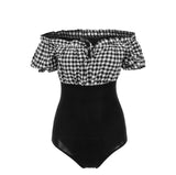 オフショル切り替えスイムウェア