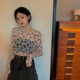 蝶柄シアートップス
