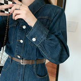 ウエストマークデニムシャツワンピース