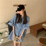 オーバーサイズデニムシャツワンピース