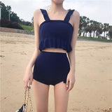 フリルニットタンキニ水着セットアップ