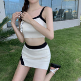 レトロデザインスプリットスカートスイムウェア