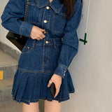 オータムガーリーレトロデニムセットアップ