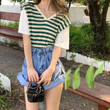 リボンボーダーノースリニット