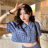 千鳥柄半袖ジャケットセットアップ