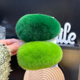 ふわふわリアルファーグリーンヘアクリップ