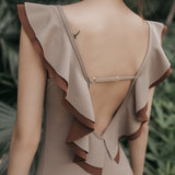 配色フリルスイムウェア