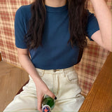 モックネックカラーTシャツ