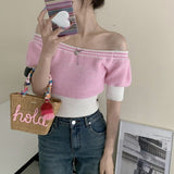 オフショルダーサマーニット