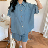 ハーフデニムシャツセットアップ