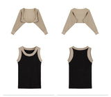 配色タンクトップ+ボレロ