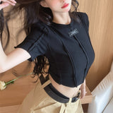 アシメカットタグTシャツ