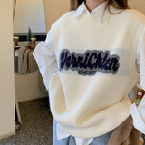 シンプルシャツ&ロゴニットベスト