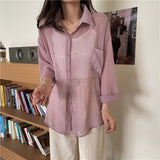 【8色展開】サンカットシースルーシャツ