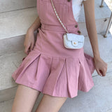 ピンクデニムオーバーオールスカート