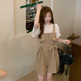 ウェストリボンオールインワン+フリル袖ブラウス【単品販売】