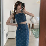 ジャガードデニムビスチェセット