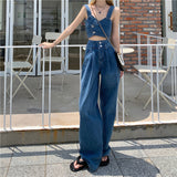 デニムベストビスチェ&ハイウエストブルーデニム