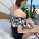 オフショル切り替えスイムウェア