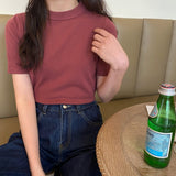 モックネックカラーTシャツ