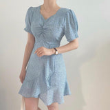 アシメフリルフラワーワンピース