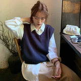 【7色展開】シンプルVネックベスト