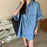 オーバーサイズデニムシャツワンピース