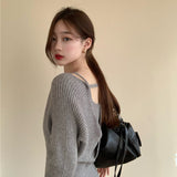 オフショルリブニットワンピース