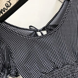 パフスリーブチェックスイムウェア