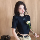 アシメカットタグTシャツ