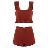 フリルニットタンキニ水着セットアップ