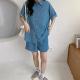 ハーフデニムシャツセットアップ